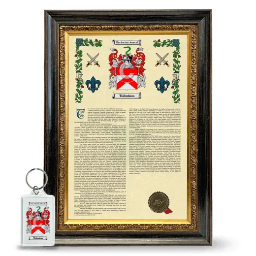 Thibodaux Framed Armorial History and Keychain - Heirloom