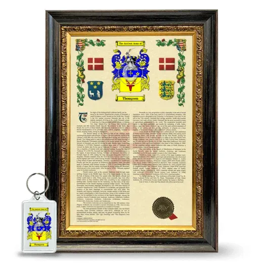 Thompsen Framed Armorial History and Keychain - Heirloom