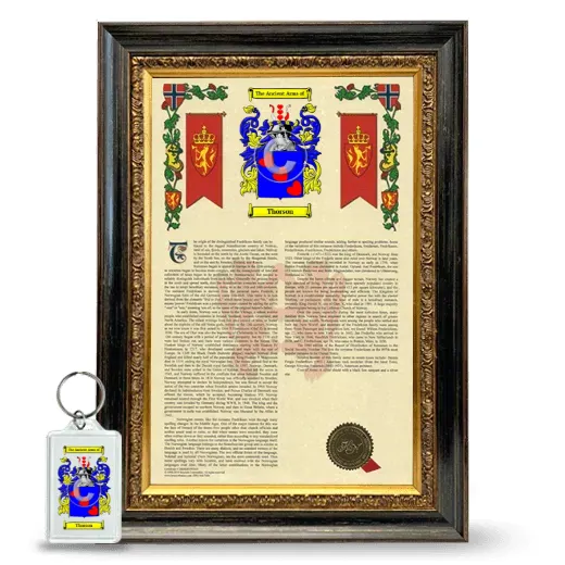 Thorson Framed Armorial History and Keychain - Heirloom