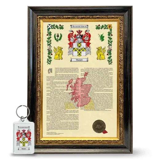 Threatt Framed Armorial History and Keychain - Heirloom