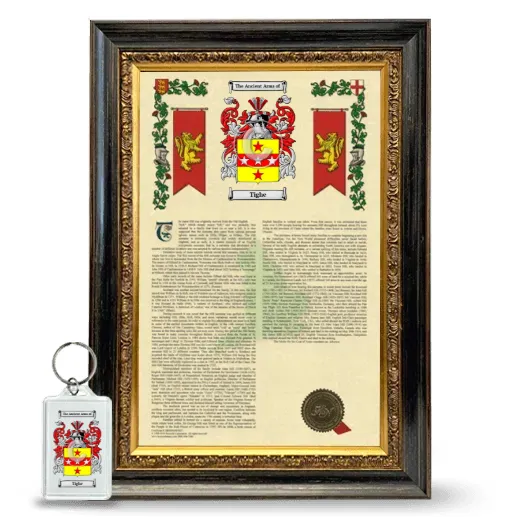 Tighe Framed Armorial History and Keychain - Heirloom