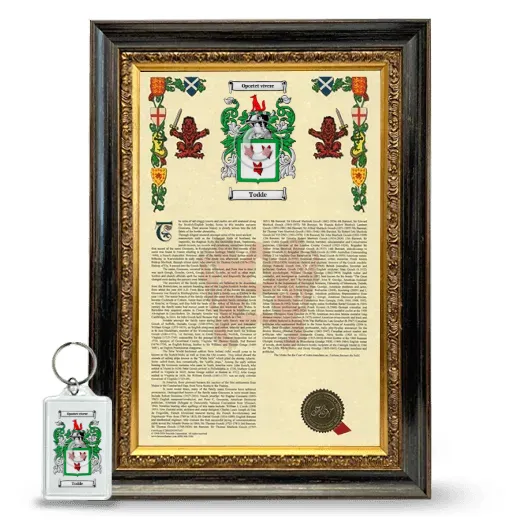Todde Framed Armorial History and Keychain - Heirloom