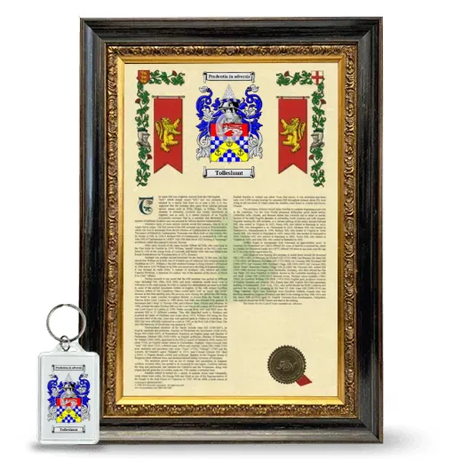 Tolleshunt Framed Armorial History and Keychain - Heirloom