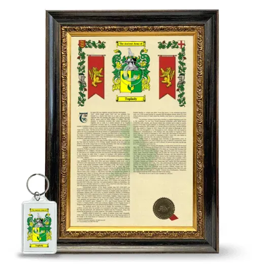Toplady Framed Armorial History and Keychain - Heirloom