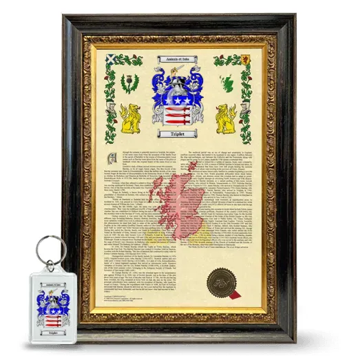 Triplet Framed Armorial History and Keychain - Heirloom