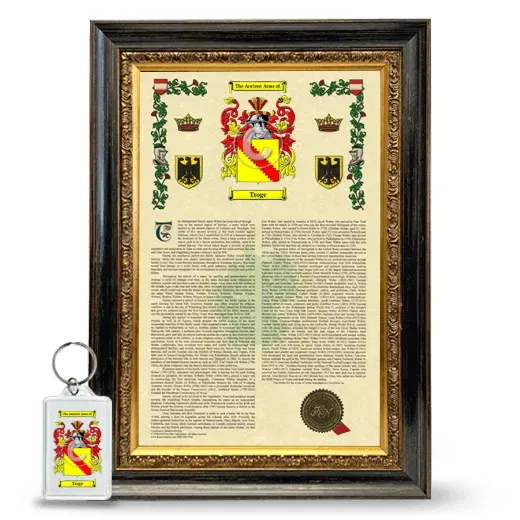 Troge Framed Armorial History and Keychain - Heirloom