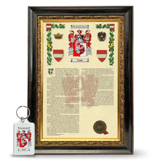 Troutt Framed Armorial History and Keychain - Heirloom