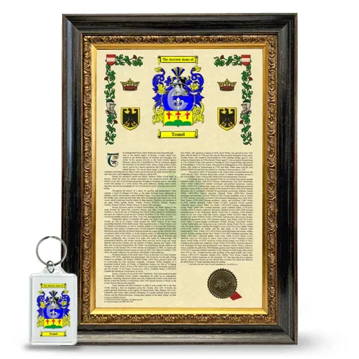 Troxel Framed Armorial History and Keychain - Heirloom