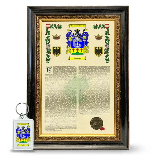 Troxlere Framed Armorial History and Keychain - Heirloom