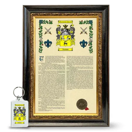 Truteau Framed Armorial History and Keychain - Heirloom