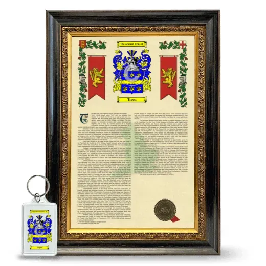 Tryon Framed Armorial History and Keychain - Heirloom