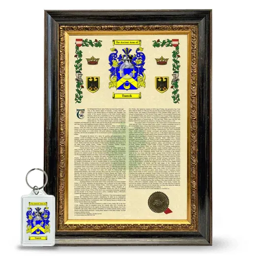 Tuerck Framed Armorial History and Keychain - Heirloom
