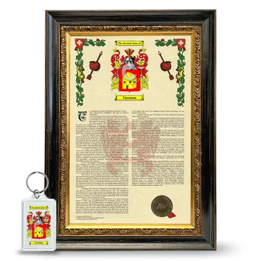 Tureman Framed Armorial History and Keychain - Heirloom