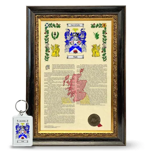 Turk Framed Armorial History and Keychain - Heirloom