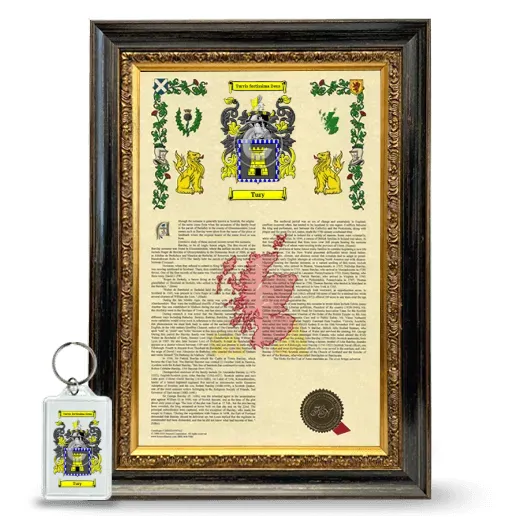 Tury Framed Armorial History and Keychain - Heirloom