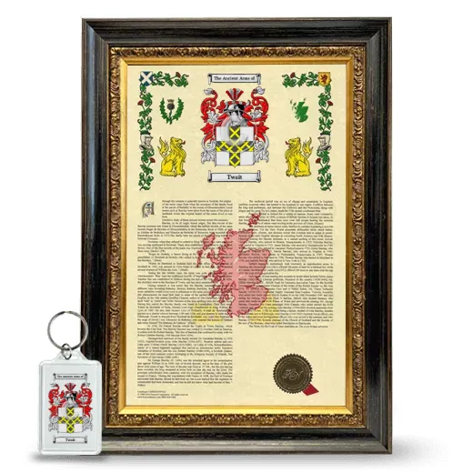 Twait Framed Armorial History and Keychain - Heirloom