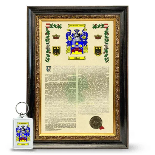 Uhland Framed Armorial History and Keychain - Heirloom