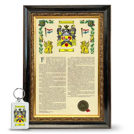 Ulger Framed Armorial History and Keychain - Heirloom