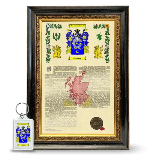 Umpleby Framed Armorial History and Keychain - Heirloom