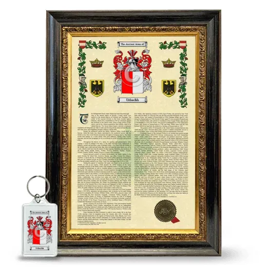 Urbachh Framed Armorial History and Keychain - Heirloom