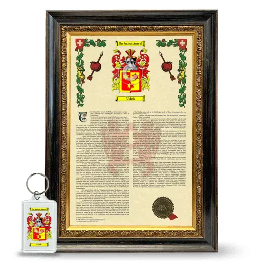 Urich Framed Armorial History and Keychain - Heirloom