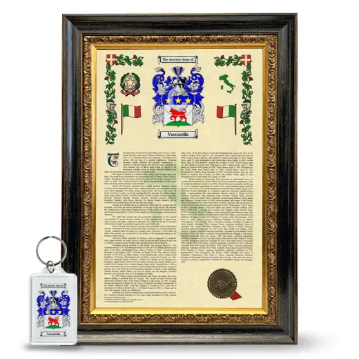 Vaccarella Framed Armorial History and Keychain - Heirloom