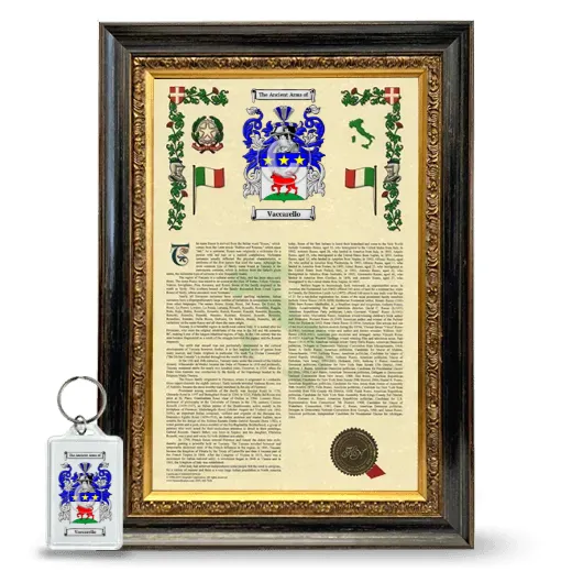 Vaccarello Framed Armorial History and Keychain - Heirloom
