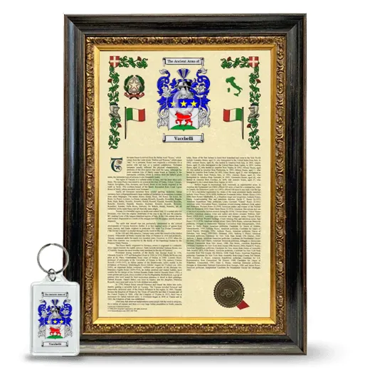 Vacchelli Framed Armorial History and Keychain - Heirloom
