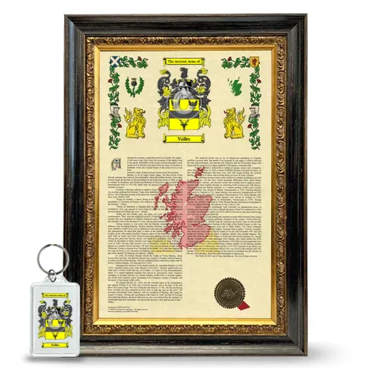 Vailes Framed Armorial History and Keychain - Heirloom