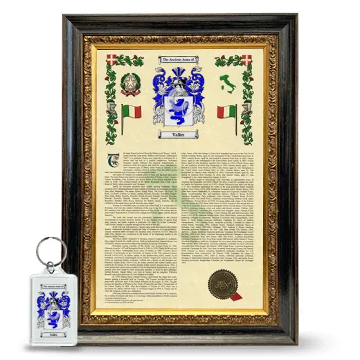Valier Framed Armorial History and Keychain - Heirloom