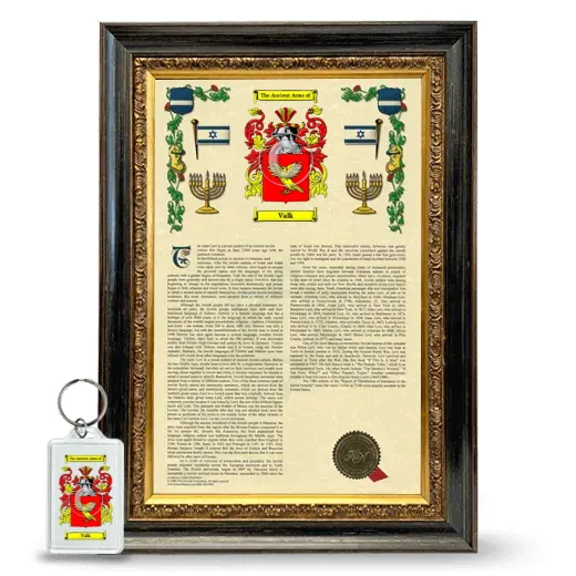 Valk Framed Armorial History and Keychain - Heirloom