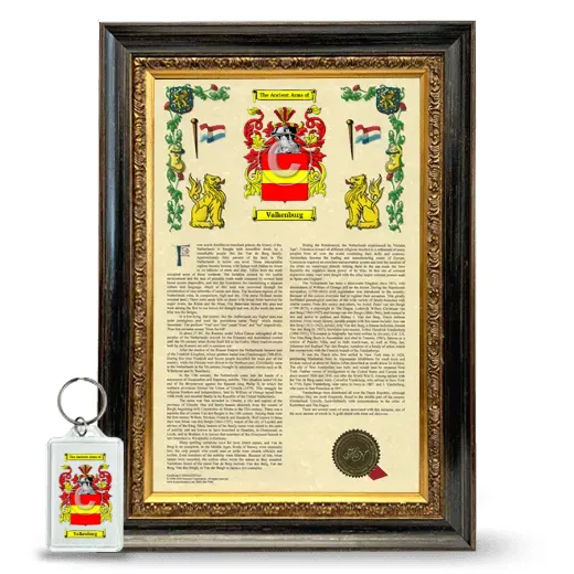 Valkenburg Framed Armorial History and Keychain - Heirloom