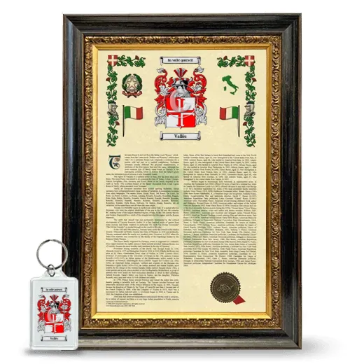 Vallès Framed Armorial History and Keychain - Heirloom