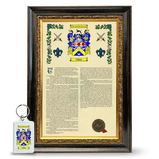 Vallois Framed Armorial History and Keychain - Heirloom