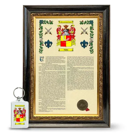 Valon Framed Armorial History and Keychain - Heirloom
