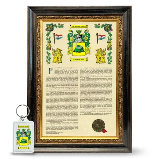 Van'der'walt Framed Armorial History and Keychain - Heirloom