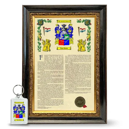 Van-doren Framed Armorial History and Keychain - Heirloom