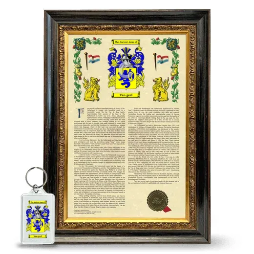 Van-geel Framed Armorial History and Keychain - Heirloom