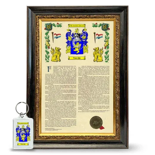 Van-rijn Framed Armorial History and Keychain - Heirloom