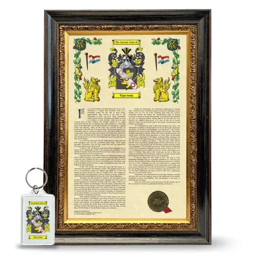 Van-veen Framed Armorial History and Keychain - Heirloom