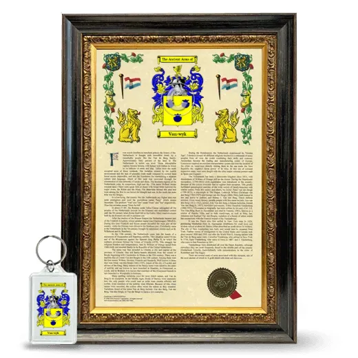 Van-wyk Framed Armorial History and Keychain - Heirloom