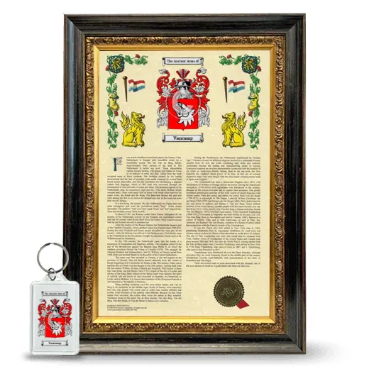 Vancamp Framed Armorial History and Keychain - Heirloom