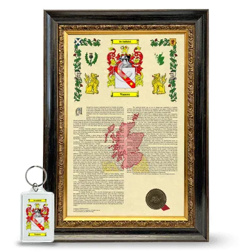 Vances Framed Armorial History and Keychain - Heirloom