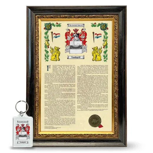 Vandegriff Framed Armorial History and Keychain - Heirloom