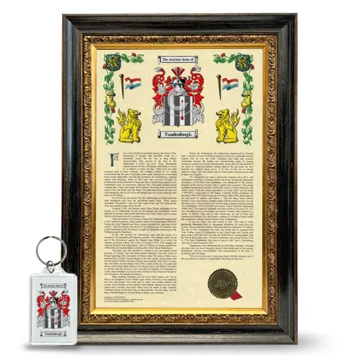 Vandenbergh Framed Armorial History and Keychain - Heirloom