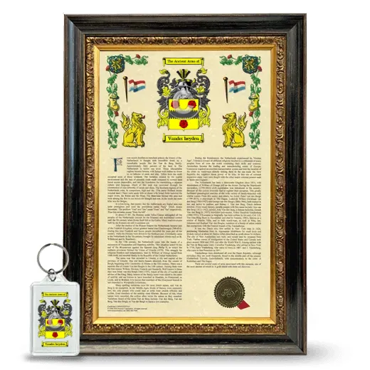 Vander heyden Framed Armorial History and Keychain - Heirloom