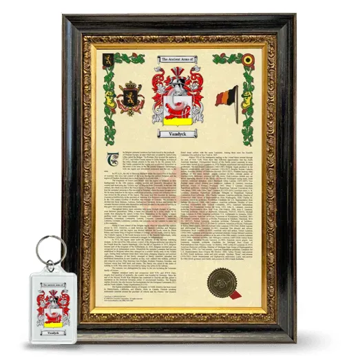 Vandyck Framed Armorial History and Keychain - Heirloom