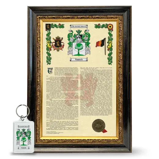 Vanesch Framed Armorial History and Keychain - Heirloom