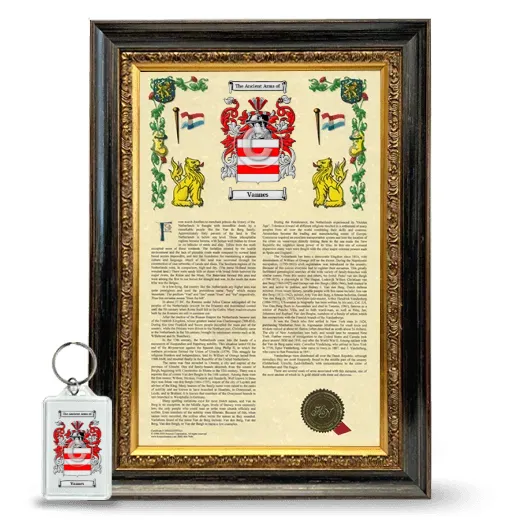 Vannes Framed Armorial History and Keychain - Heirloom