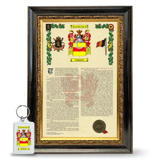 Vantassel Framed Armorial History and Keychain - Heirloom